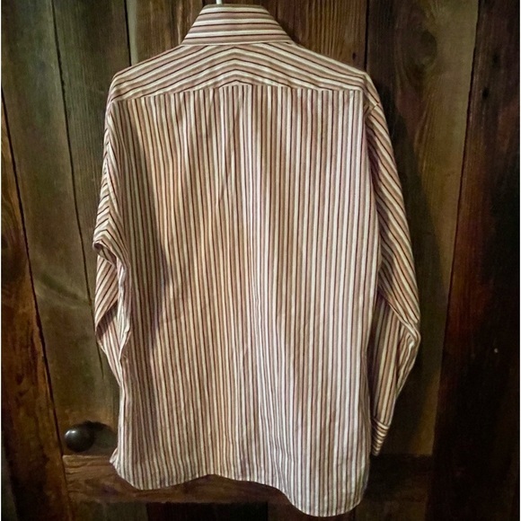 Mens BURBERRY White Red Pink Strip Button Down Long Sleeve Shirt Size 15 /38 - Picture 4 of 10
